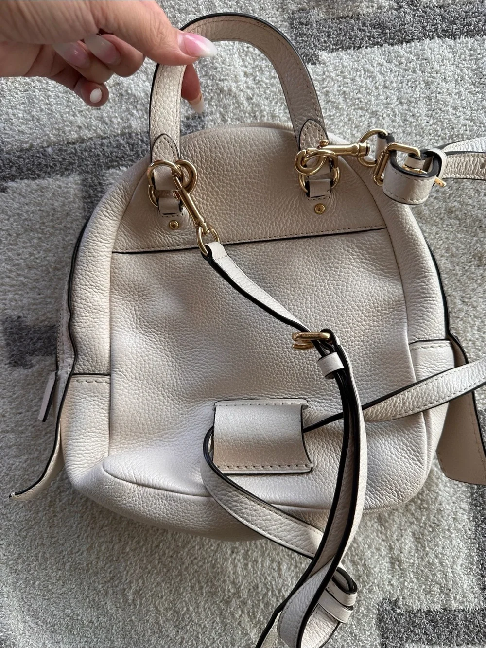 Coach Chalk Pebbled Leather Mini Backpack with Gold Hardware